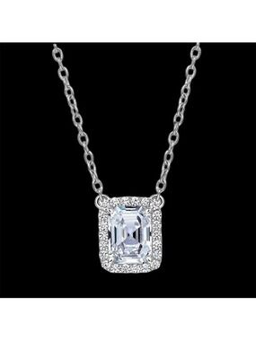 NWT LaFonn Platinum Plated Sterling Silver Simulated Diamond Pendant Necklace